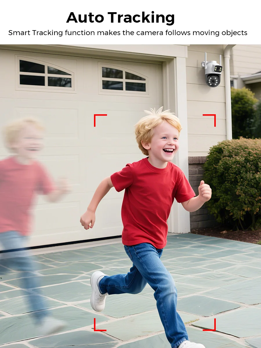 كاميرا iCSee Wifi PTZ خارجية 5K 10MP HD عدسة مزدوجة الأمن IP 4K 8MP AI تتبع ONVIF CCTV كاميرا مراقبة واي فاي