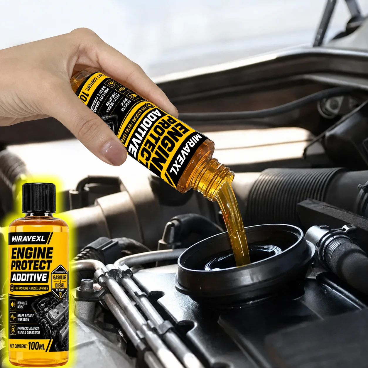 Engine Protector & Cylinder Repair Additive: Boosts Power,Reduces Noise,Cleans Sludge,Fits Cars/Trucks/SUVs with Easy DIY Use