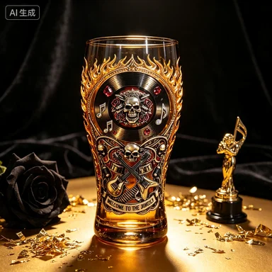 Classic Rock Guns N Roses Amber Beer Cup - Drinking Glass Gift for Metal Music Lovers - Bar Pub Party Decorative Glassware