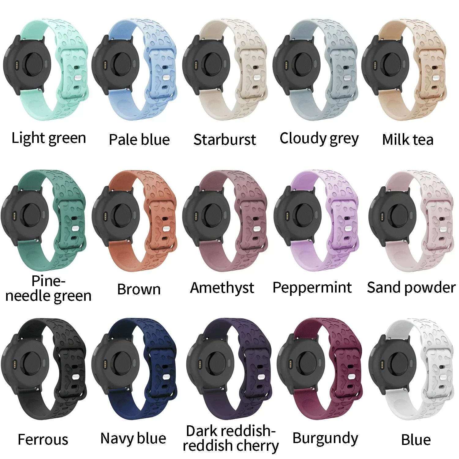 22mm 20mm 18mm 레오파드 실리콘 스트랩 가민 베뉴 3S 3 2S 플러스 SQ/포러너 165 570 265 255 265S/비보액티브 6 5 3 4 4S 밴드용