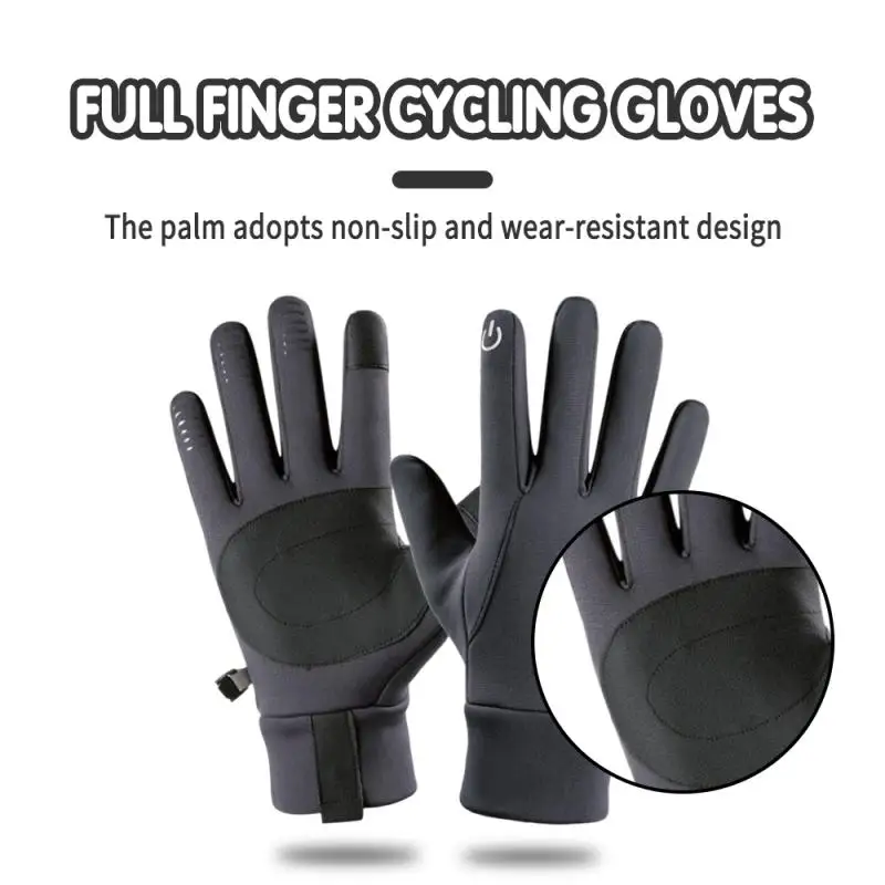 2/1 Paar schwarz Winter warm volle Finger wasserdicht Radfahren Outdoor-Sport Laufen Motorrad Ski Touchscreen Fleece Handschuhe