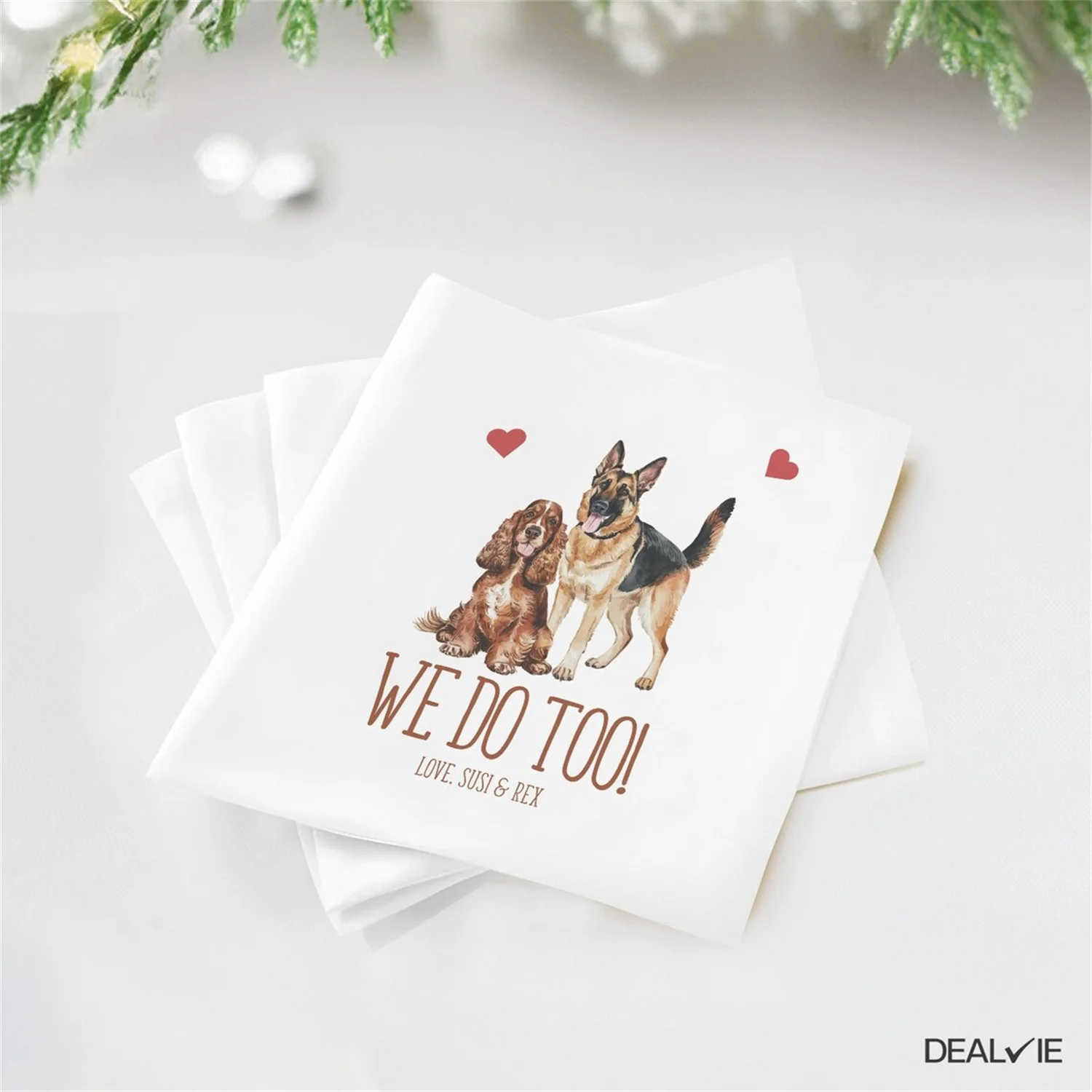 50 PCS Custom Pet Napkins, Personalized Dog Napkins, Wedding Napkins, Custom Pet Cocktail Napkins, Engagement Napkins, Cocktail