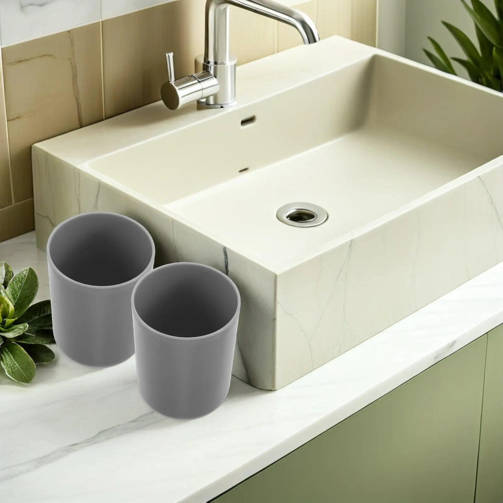 

Набор из 6 небьющихся пластиковых стаканов для полоскания рта, легкие, с широким горлышком, ударопрочные, с противоскользящим держателем для зубных щеток