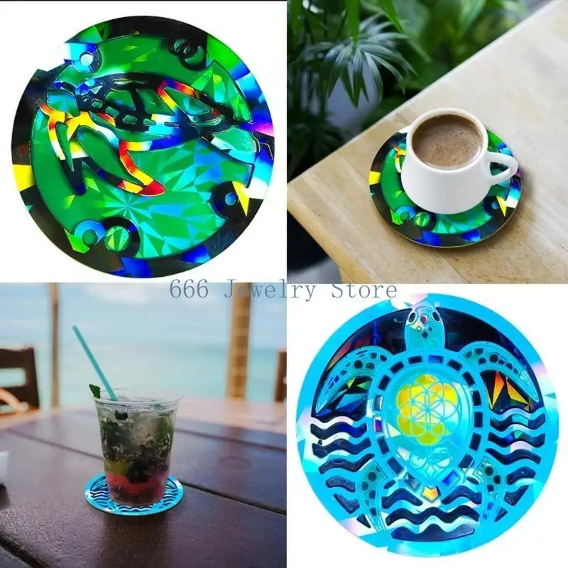 F2TD المجسم لتقوم بها بنفسك كوستر قوالب مسند للكوب قوالب البحر السلاحف شكل راتنجات الايبوكسي قوالب مادة السيليكون DIY بها بنفسك