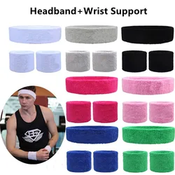 2PCs Wrist Sweatband+1PC Headband Elastic Sport Wristband Gym Wrist Brace Support Sweat Band Tennis Volleyball Wrist Protector