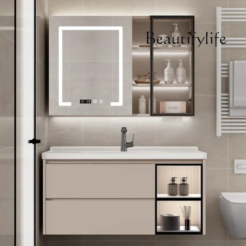 

z.Funky Modern Bathroom Cabinet Nordic Waterproof Shelf Drawers Bathroom Vanity Toilet Mirror Skincare Schrank Salon Furniture