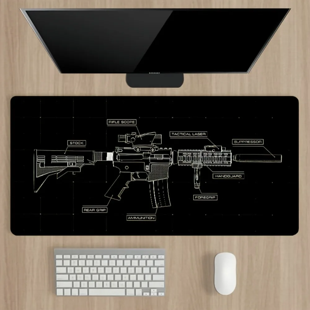 CIFBUY Rubber Mouse Pad Tactical Gun Pattern Large Non Slip Desk Mat for Gaming Office Home Decor