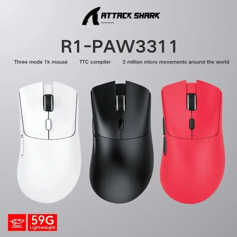 ATTACK SHARK R1 Bluetooth Mouse-Viral Mouse Reviewed by Influencers, Brand-direct authentic,PAW3311 sensor with 1K Hz for Gaming