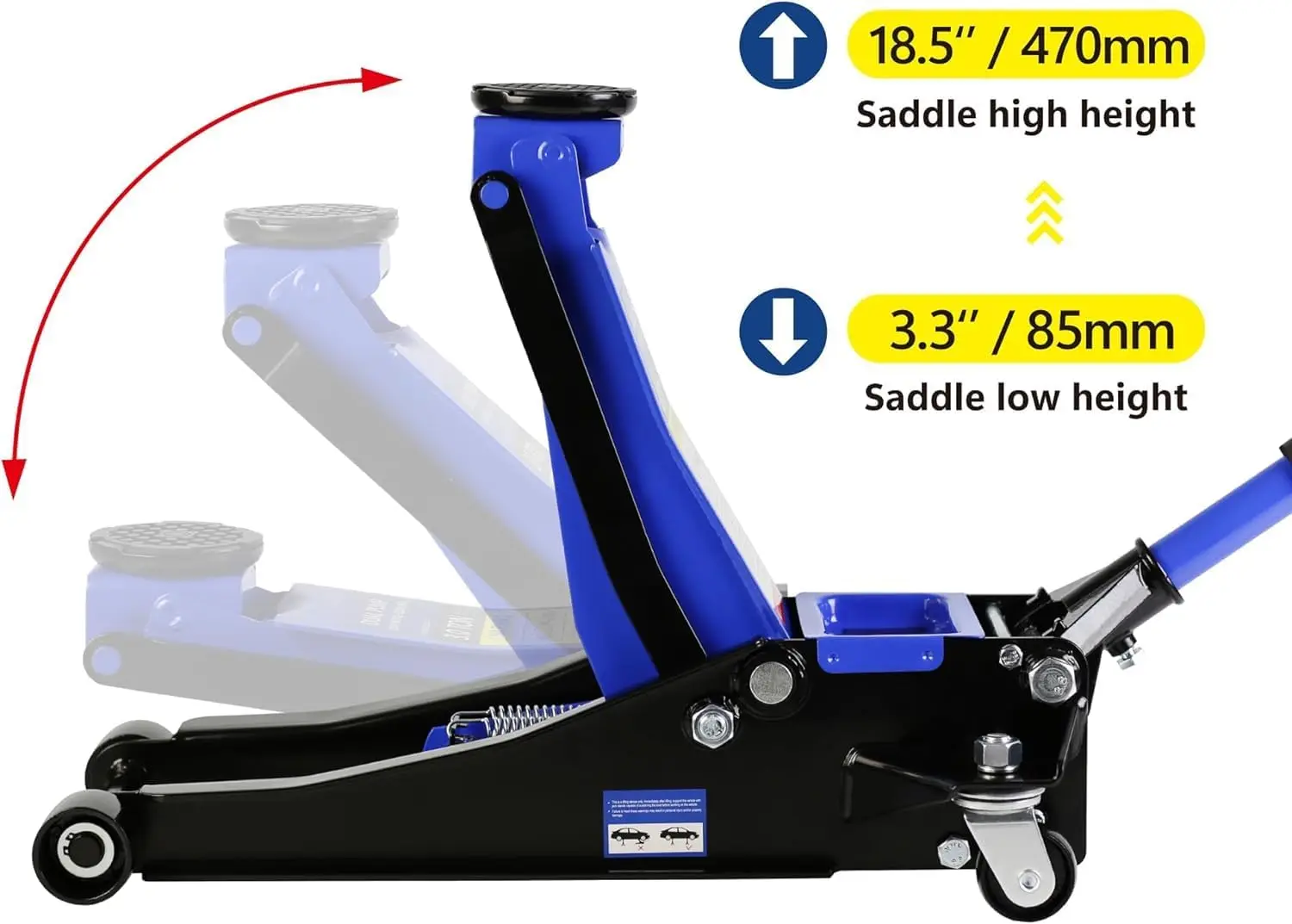 

3 Ton Low Profile Floor Jack,Heavy Duty Floor Jacks with Dual Pistons Quick Lift Pump,Steel Car Jack Adjustable Height 3.3"-18.5