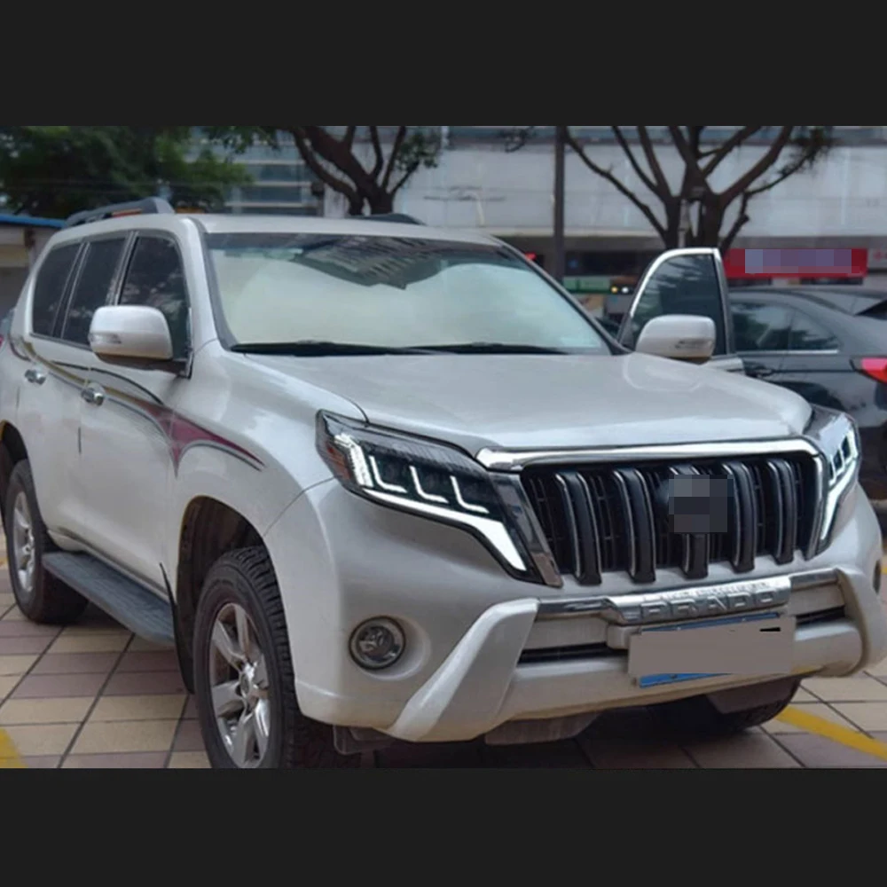 

Автомобильные светодиодные фары для Toyota Prado 2014 2015 2016 2017, Land Cruiser FJ150, аксессуары, модифицированные светодиодные передние фары DRL в сборе