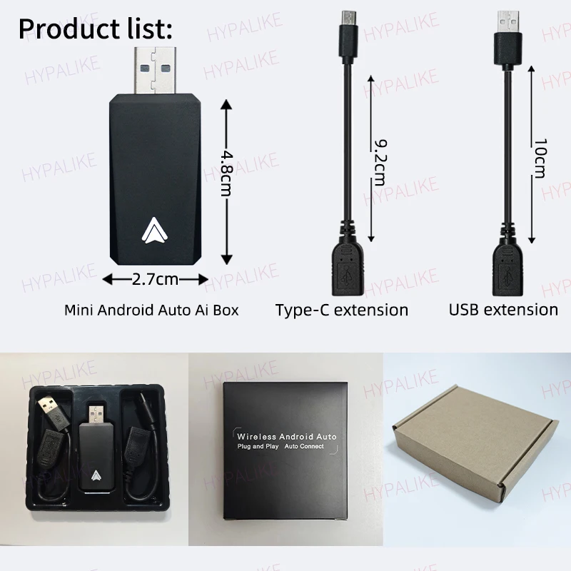 سلكي صغير جديد مطور 6.0 إلى Android Auto لخريطة توصيل السيارات السلكية Android Auto Car الذكية Ai Box Bluetooth WiFi