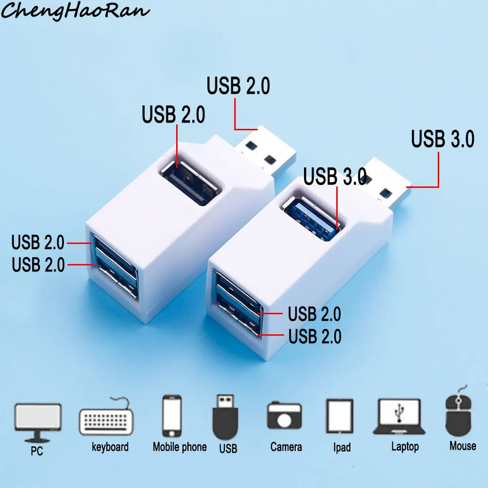 1 Stück USB 2.0 3.0 Hub mit 3 Anschlüssen, Tragbarer Schneller Datenübertragungs-USB-Verteiler für Computer und Laptop, Dockingstation 2.0 3.0 Hub-Adapter – Detail 5