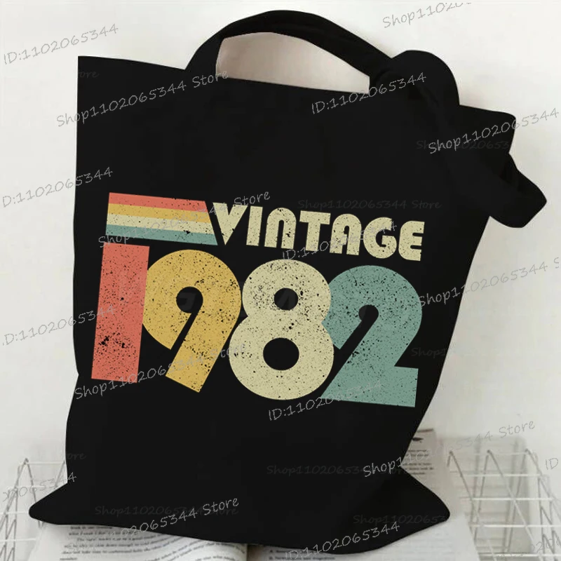 ヴィンテージ 1985年 40歳の誕生日 ショルダーバッグ レディース メンズ エコ デイリー ショッピングバッグ カジュアル レトロ 1980年代～1989年代 キャンバス クラシック トートバッグ