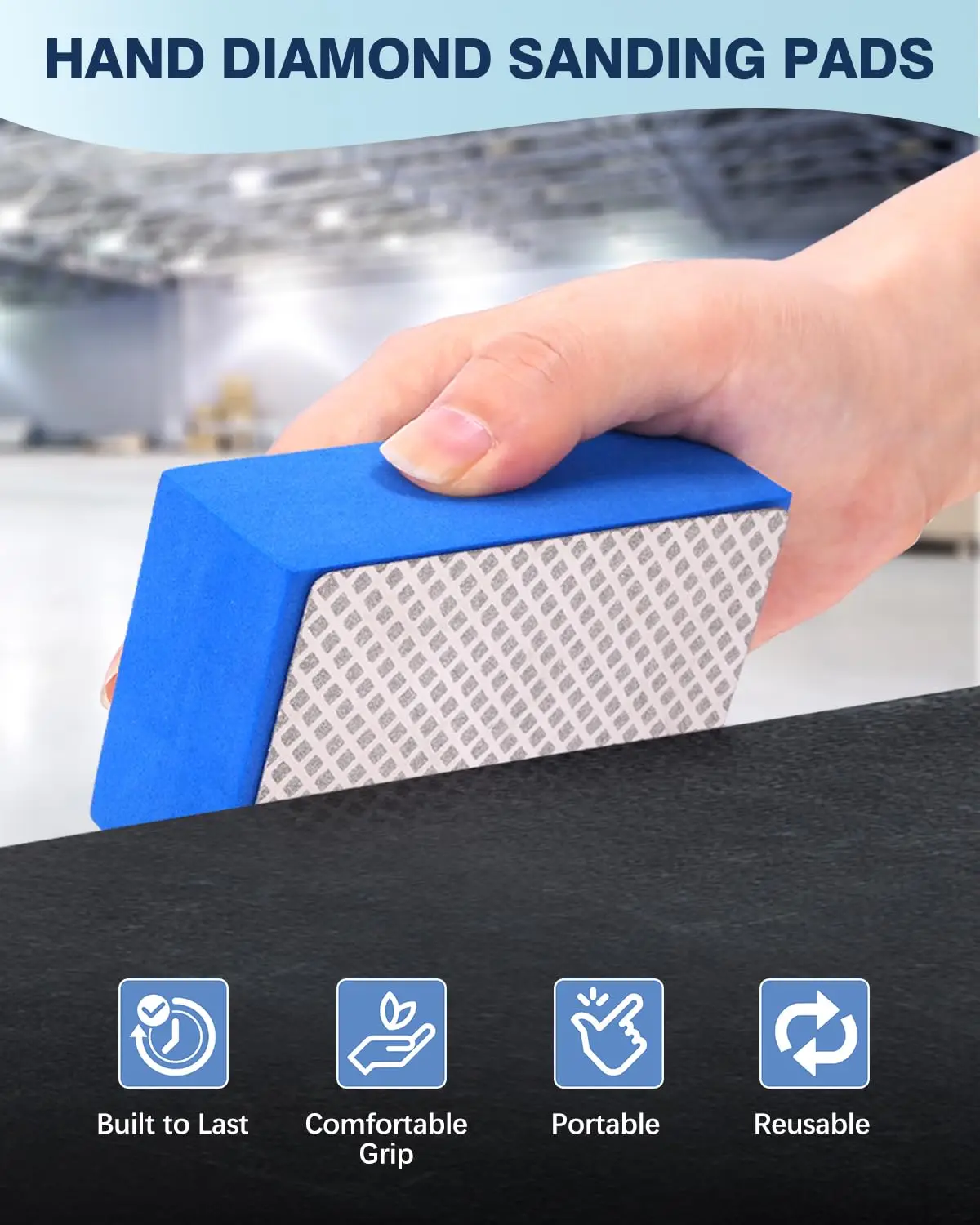 SI FANG 4 قطعة مجموعة منصات تلميع اليد الماس كتلة الصنفرة الرطبة/الجافة 60-400 مجموعة حصى مع الإسفنج للطحن الزجاجي جلخ