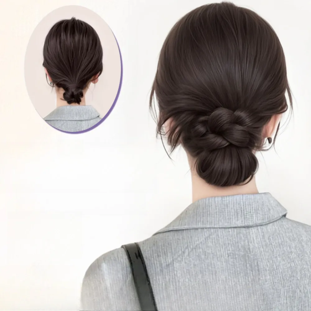 Wig Sintetis Realistis Ekstensi Rambut Jepit Rambut Rambut Palsu Ikat Rambut Poni Rendah Bundel Rambut Palsu Aksesoris Rambut