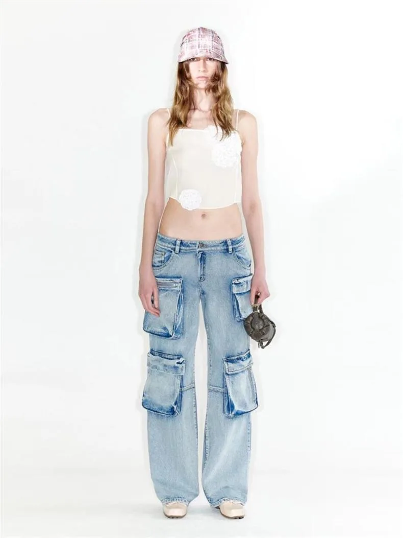 

Low Waist Vintage Waed Zipper ket Denim Jeans South Oil Retro Sle Spring Collection Ladies Loose Fit Casual Jeans