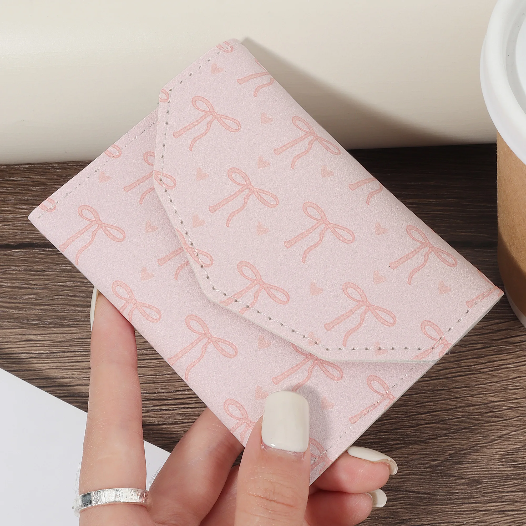 

Women's Compact Wallet - Short, Embossed, Snap Closed Coin Pocket, Credit Card Slot, Coin Wallet