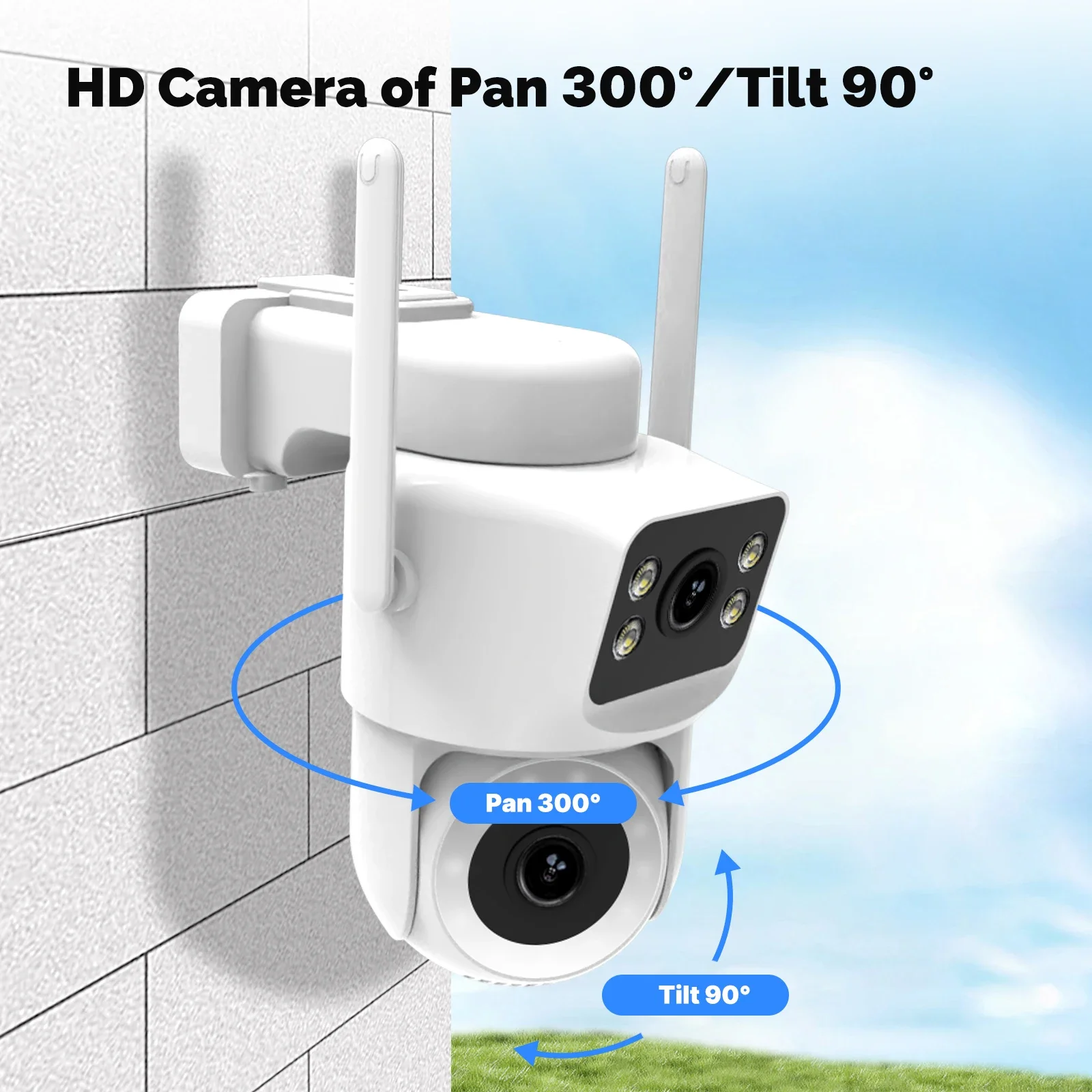 Moes Tuya Smart WiFi Outdoor Security Camera 8MP Dual Screen 2.4G/5G IP65 Waterproof Motion Detection Auto Track Two-Way Audio