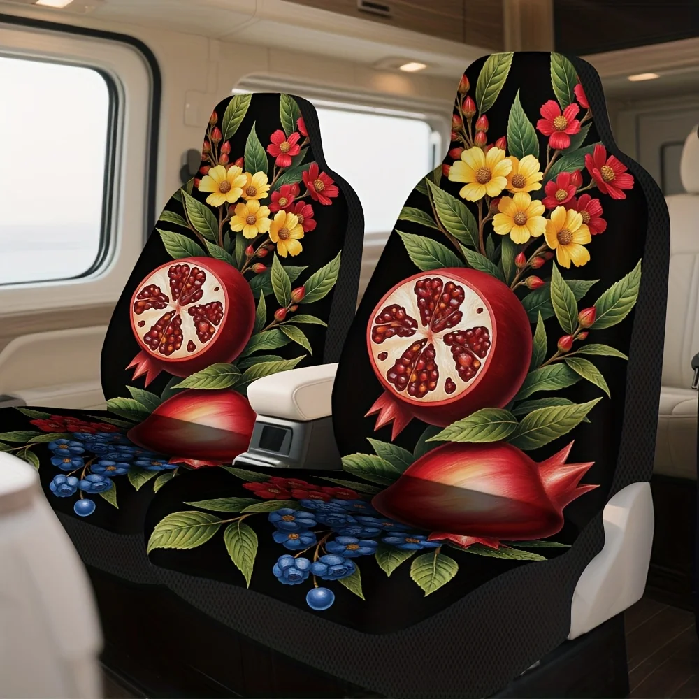 قطعتان، مناسبة عالمية للسيارة، سيارات الدفع الرباعي، سيدان، شاحنة الأزهار الرمان النباتية غرامة الفن طباعة مقاعد السيارة يغطي للنساء والرجال، Du