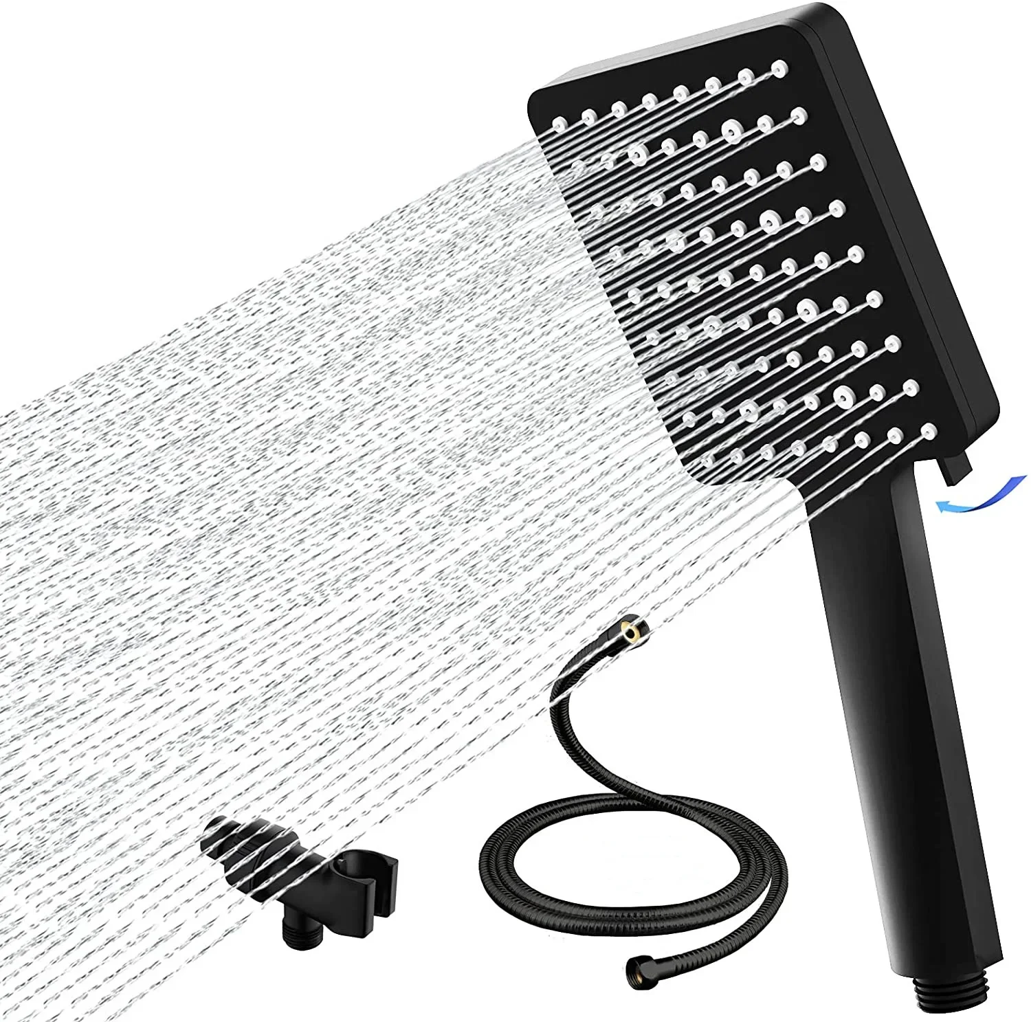 

Square Hand shower Head 6 features supercharged European Shower Head 6-speed matte black hand shower head set