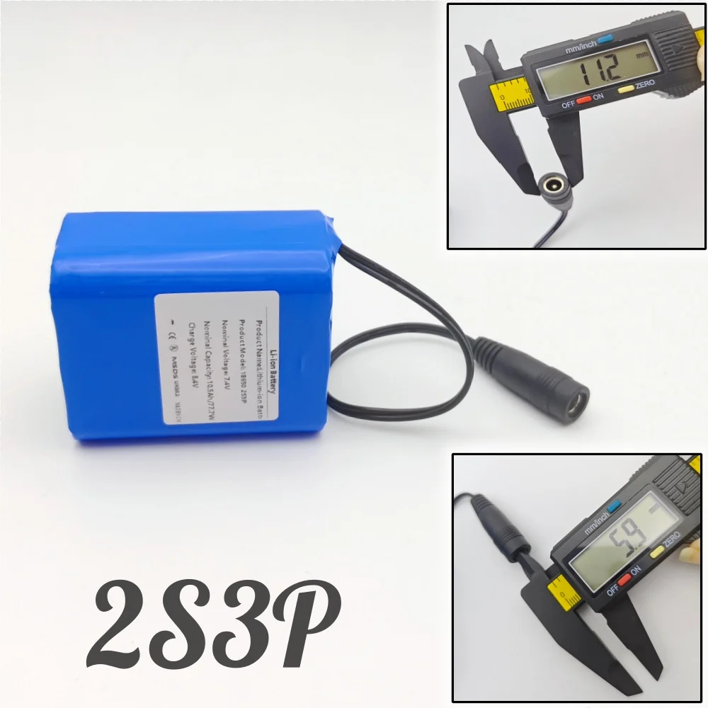 بطارية ليثيوم 2s3p 8.4 فولت 10500 مللي أمبير في الساعة مع حماية BMS لاستبدال ضوء الدراجة 7.4 فولت 8.4 فولت، كشاف الصيد