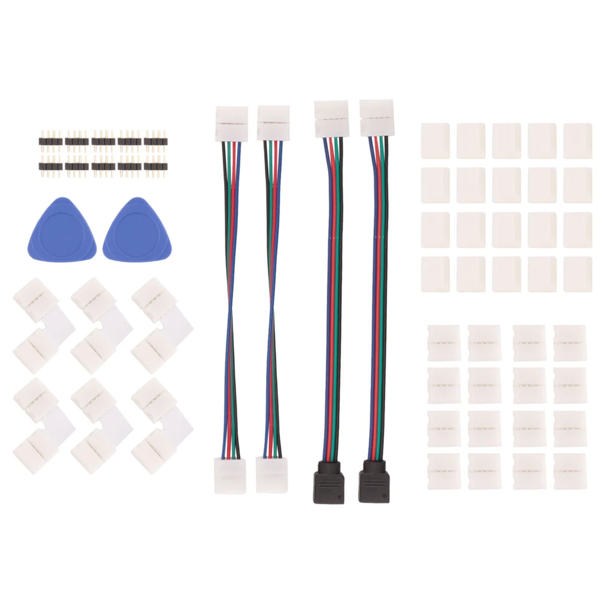 AD41-LED موصل الشريط 4 دبوس 10 مم موصل شريط إضاءة RGB بدون لحام لـ 5050 SMD - موصلات Gapless، شكل L