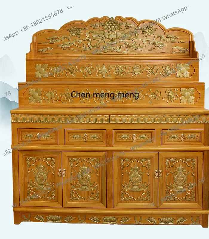 d178 Altare di nicchia di Buddha a tre strati in legno massello tibetano Altare di Buddha intagliato cinese