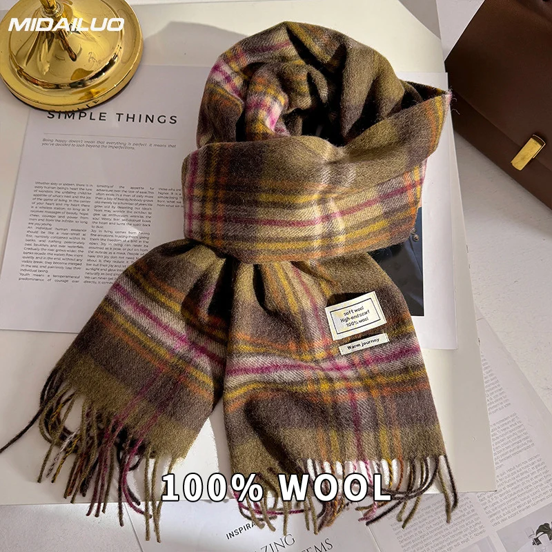 

Женский зимний шарф из 100% шерсти, ветрозащитный теплый корейский модный элегантный аксессуар на шею для холодной погоды