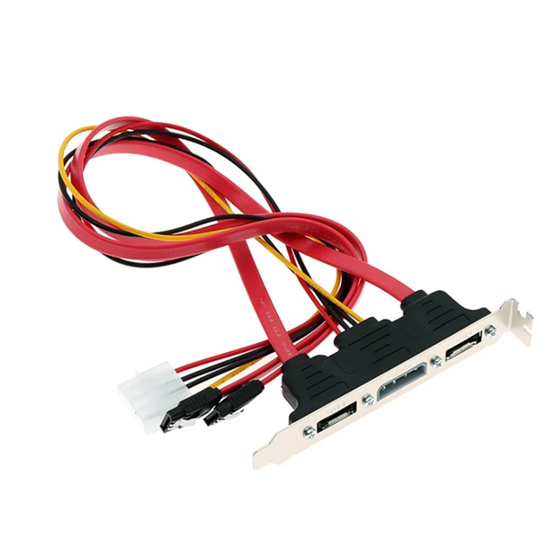 PC DIY SATA To ESATA And 4Pin IDE Molex Power PCI Bracket Slot Cable Full-Height Profile For External Hard Drive