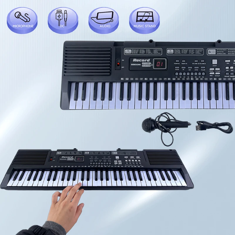 61-Key Kids Electronic Keyboard Piano with Microphone & USB – Portable Educational Musical Instrument for Children Ages 3+