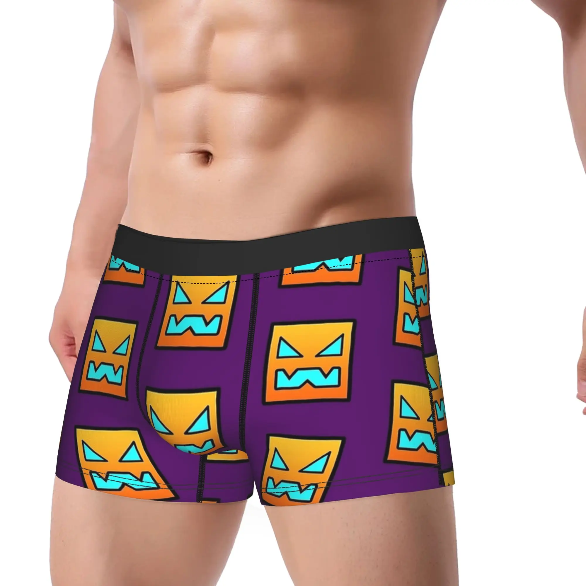 Men's Geometrys Dashs Game Long Underwear  Sexy Boxer Briefs Shorts Panties Male Breathable Underpants Plus Size