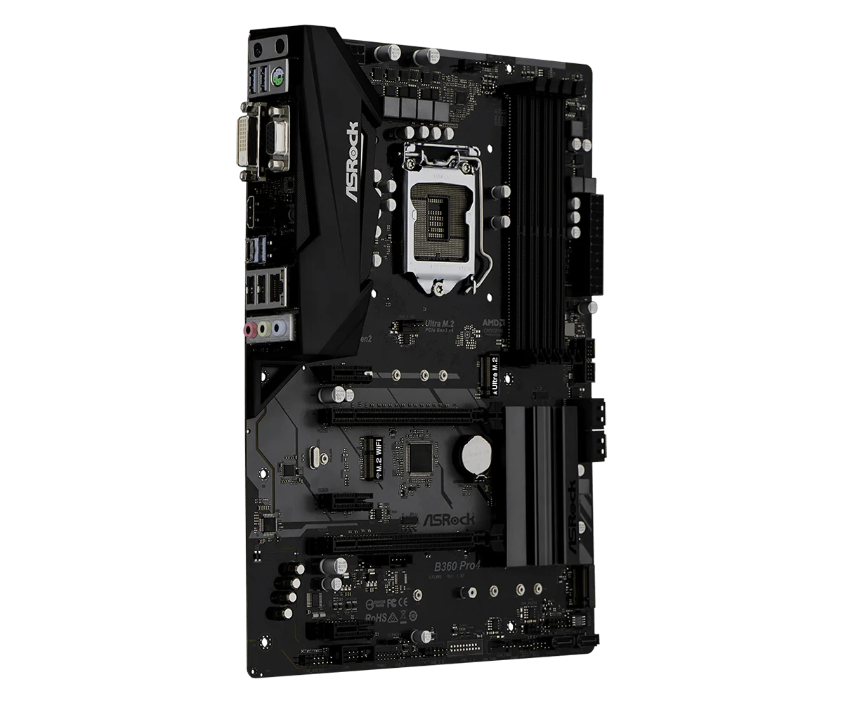 Imagem -03 - Placa-mãe Pro4 Lga 1151 Suporte Intel B360 Ddr4 64g I7-9700f I5-9400f I58500 I3-9100 I7-9700f M.2 Atx Asrock-b360