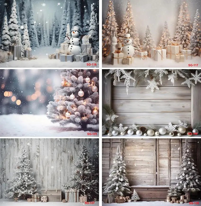 Buon natale inverno natale foresta fiocco di neve regalo albero di natale Retro tavola di legno festa per bambini Baby Shower photochask Studio