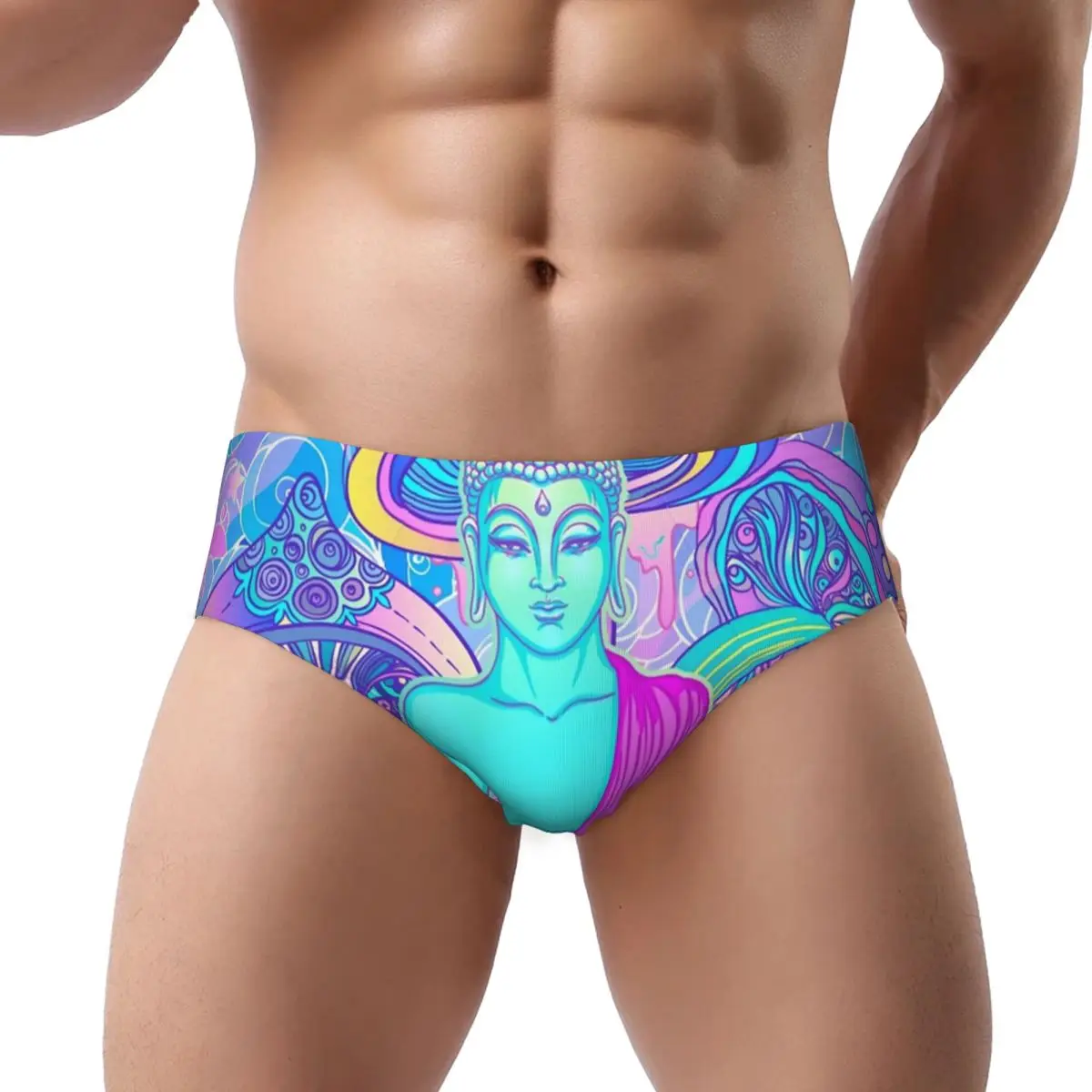 Custom Men's Psychedelic Magic Mushroom Panties Underwear Male Comfort Trippy Buddha Briefs Underpants