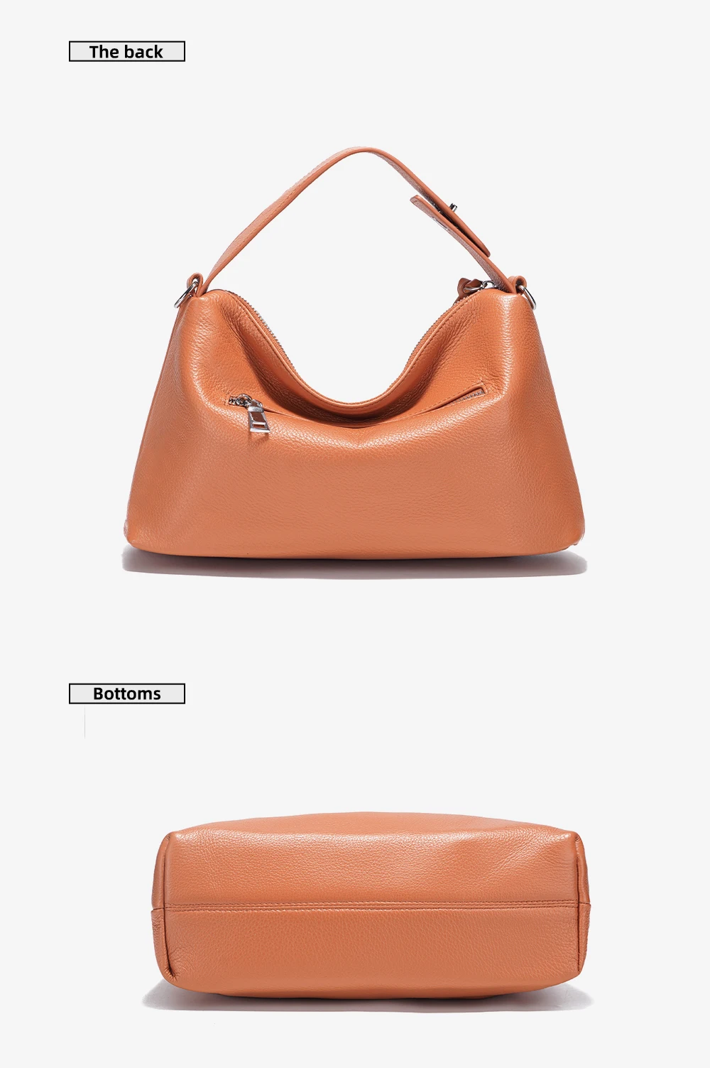 Zency Echtes Leder Tophandle Tasche Mode Hobo Tasche Frauen Schulter Handtasche Umhängetasche Designer Elegante Weiße Satchel Retro Braun – Detail 10