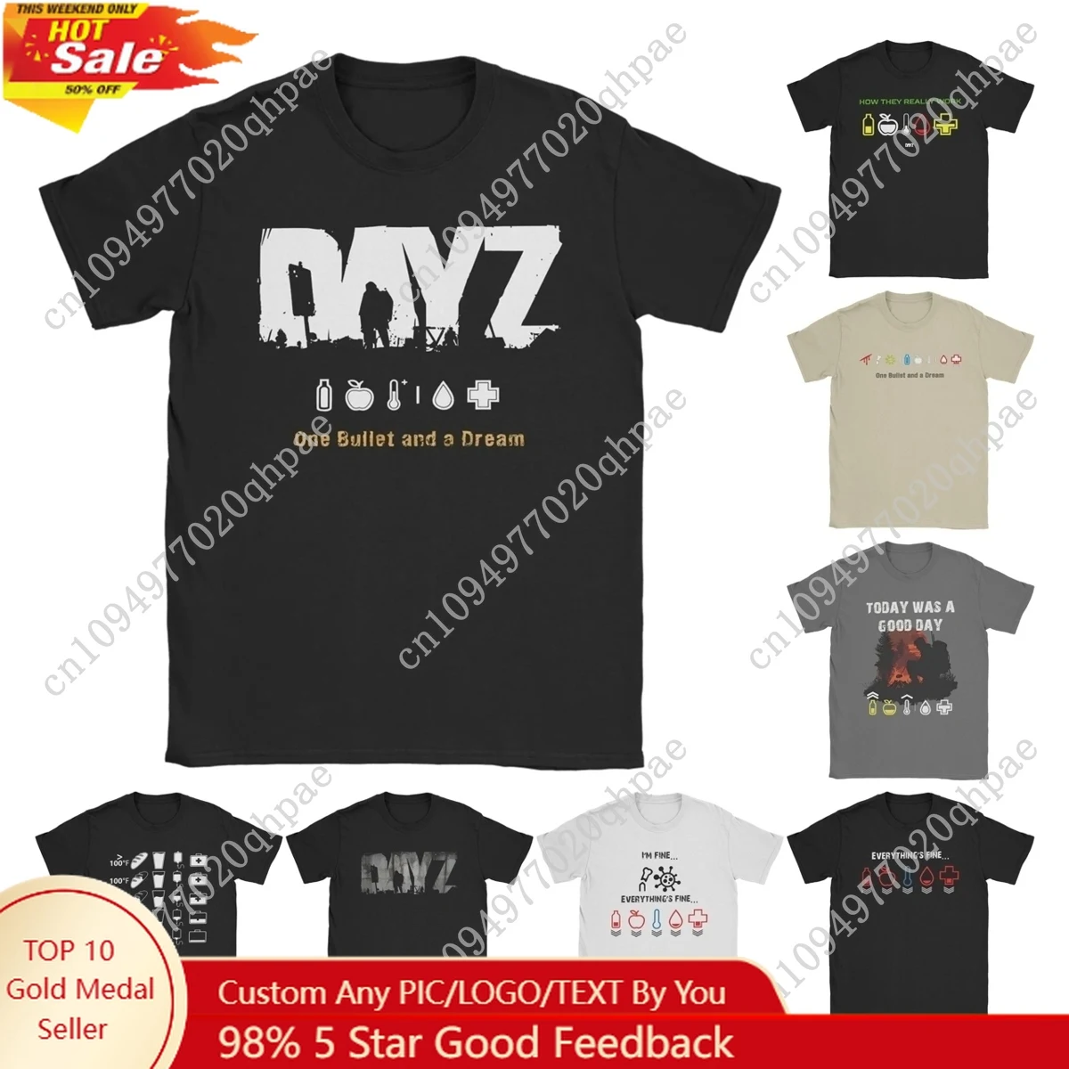 

DayZ One Bullet and a Dream T Shirt Men Pure Cotton Vintage T-Shirt Shotting Game Tee Shirt Short Sleeve merchandise Big Size