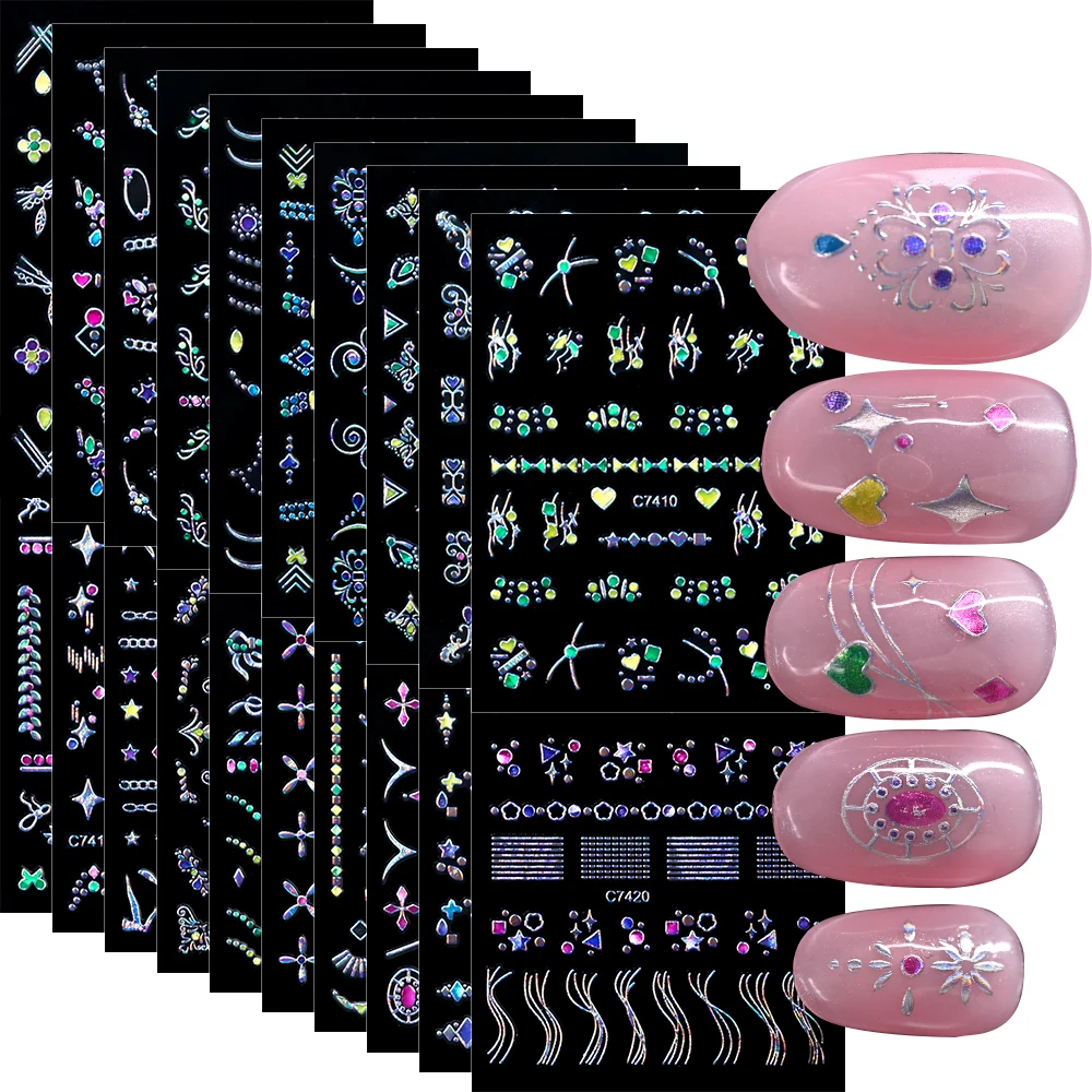 Autocollants adhésifs pour ongles, 20 pièces, stickers 3D, diamants, paillettes, biscuits, gemmes, décalcomanies, bijoux de luxe, nail art