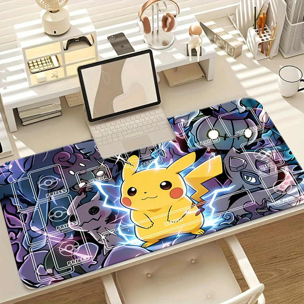 

Pikachu & Ghost Type Pokemon TCG Playmat Large Extended Gaming Mouse Pad Non-Slip Desk Mat for Card Game Gamer Office