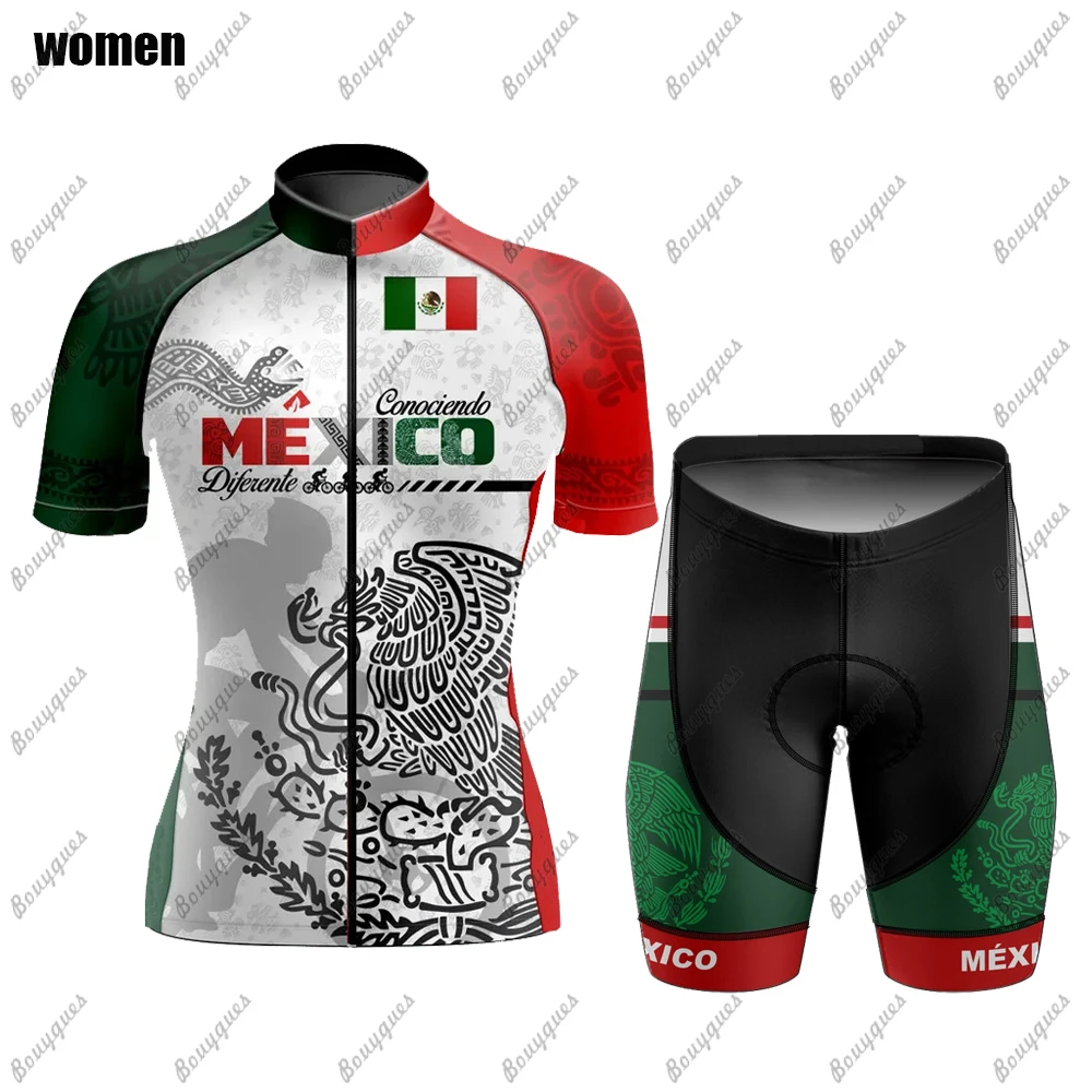 Mexico 2023 NEW women Cycling Jersey Set Summer MTB Race bicycle Clothing Short Sleeve Ropa Ciclismo Outdoor Riding Bike Uniform