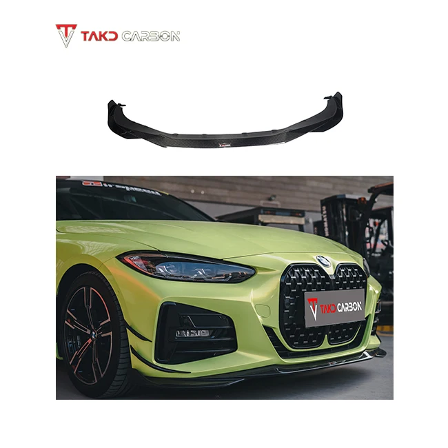 TAKD Carbon Real Car Data Development Dry Carbon Fiber Front Bumper Lip Diffuser For BMW 4 Series G22 G23 2021-UP