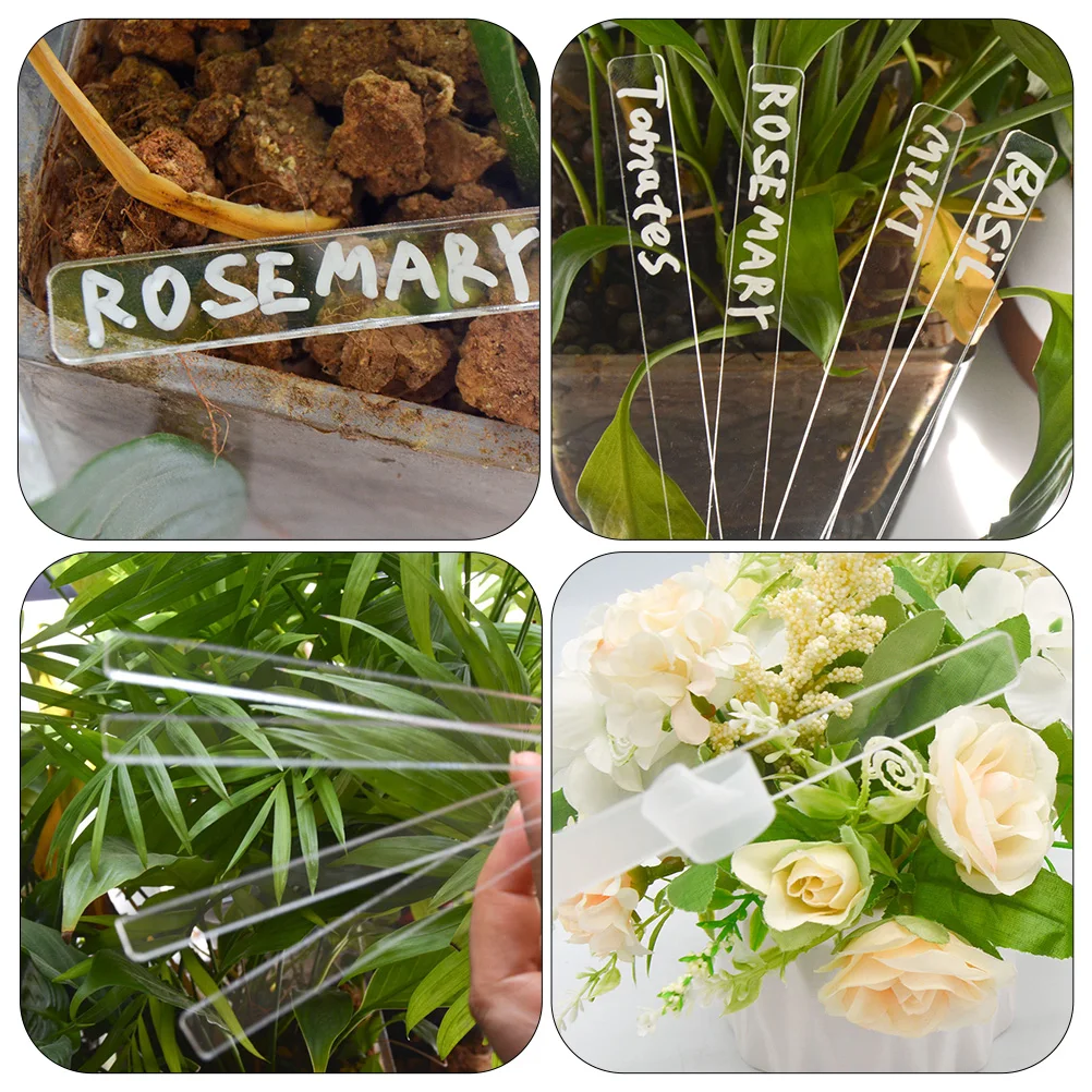 

24pcs Acrylic Garden Markers Lightweight Portable Plant Labels Clear Waterproof Pen Tags for Flower Beds Gardens Pots