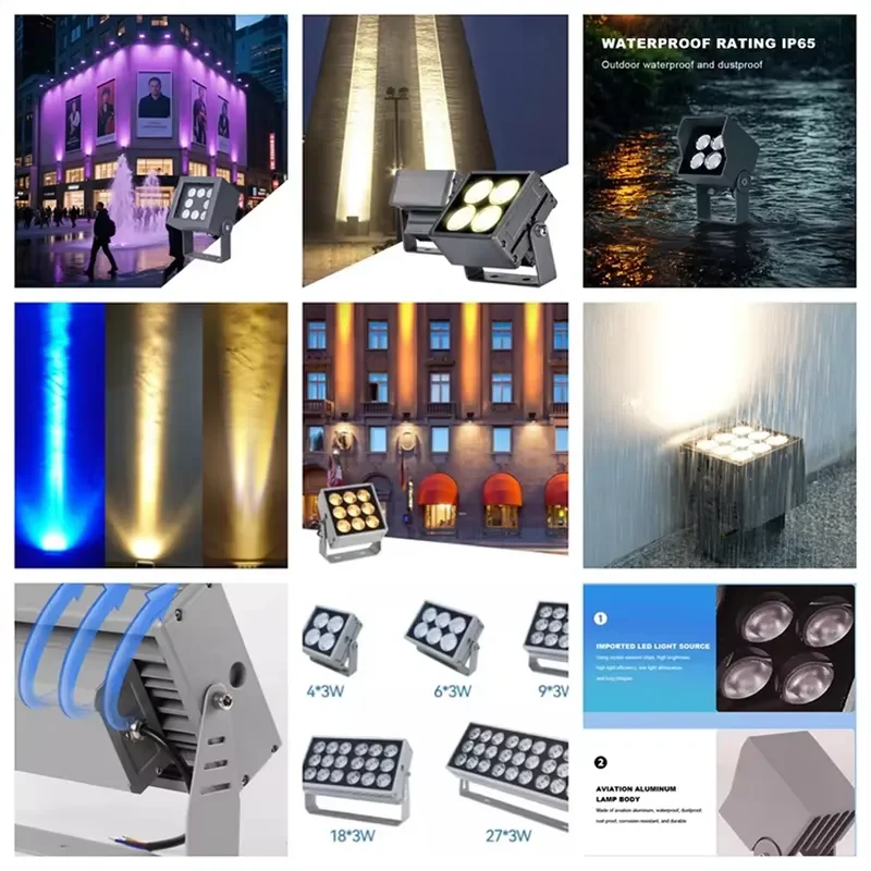 Outdoor Mini 65x65mm Square LED Project Light Aluminum Body IP65 Architectural Lighting for Landscape 6W 8W Warm White AC
