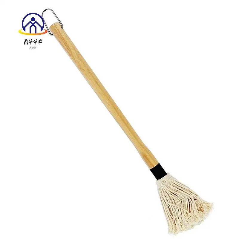 A44F-BBQ Barredora de algodón con mango de madera de algodón puro