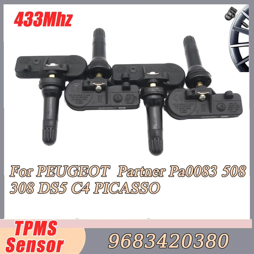 

TPMS Tire Pressure Sensor Monitoring System 9683420380 for Peugeot 308 508 Partner Citroen Picasso C4 DS5 433mhz 9673860880