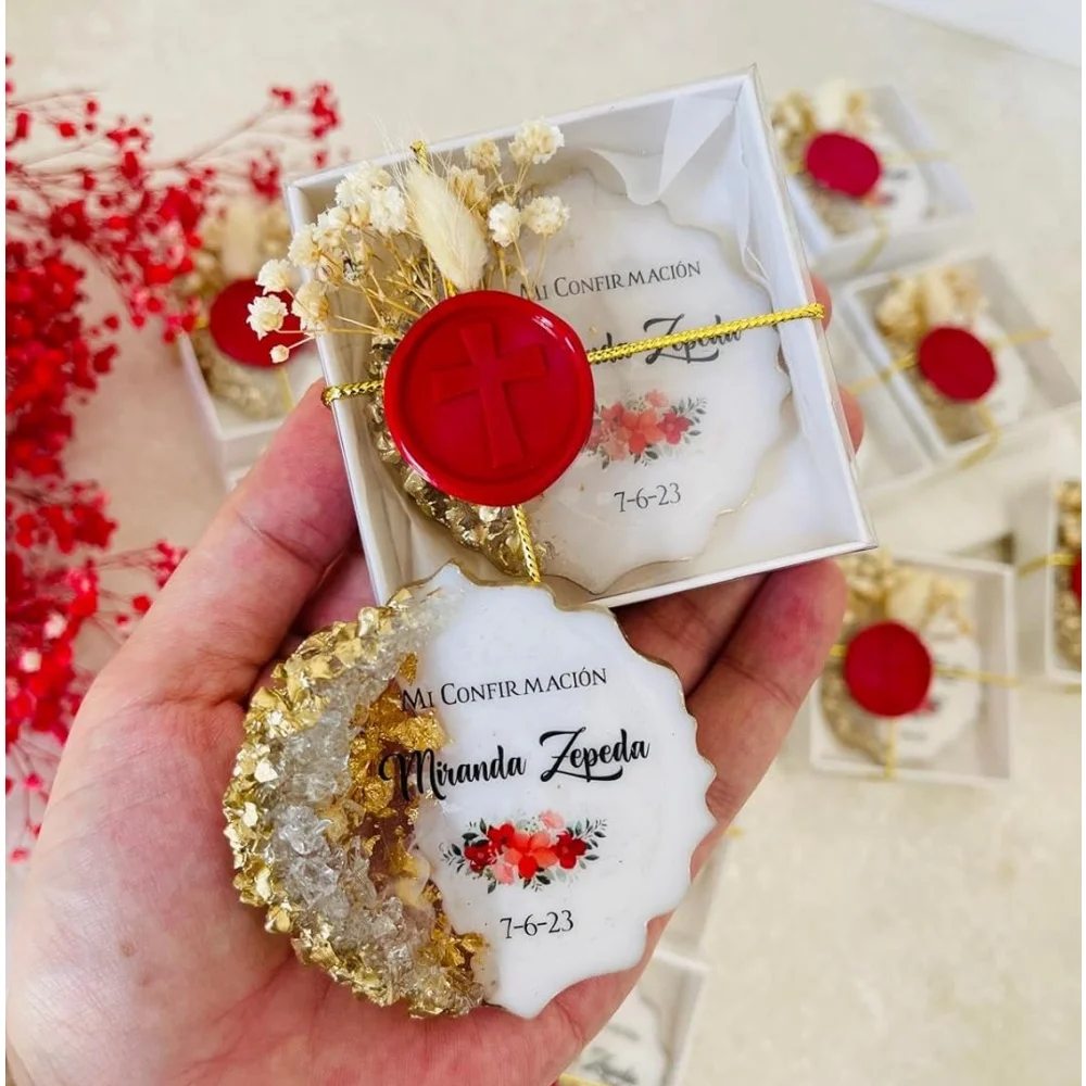 Personalized Wedding Gold Epoxy Magnet Favor – Custom Engagement, Nikkah, 25th & 50th Anniversary Keepsake, Save The Date Gift,
