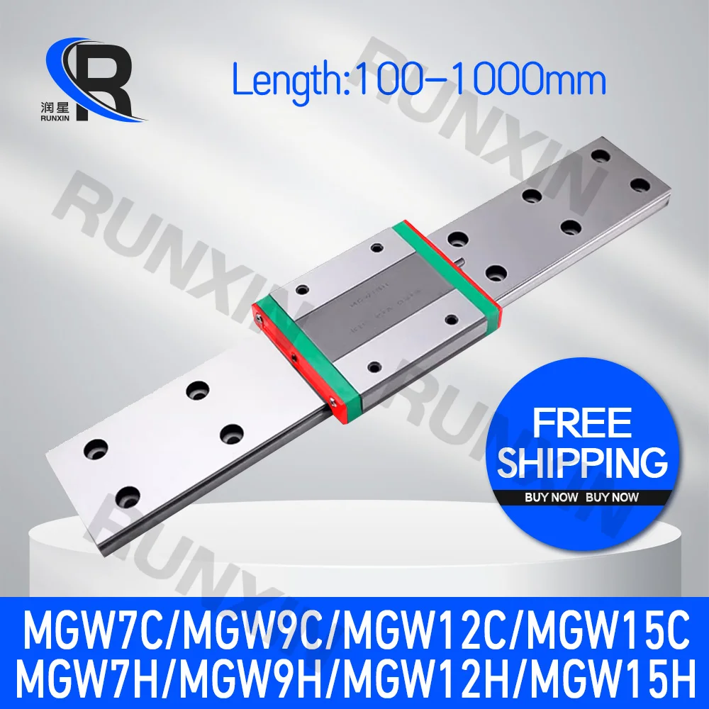 

1Pc MGW7 MGW9 MGW12 MGW15 L100-1000mm Miniature Linear Rail+1Pc MGW7C MGW9C MGW12C MGW12H Linear Guide Block For CNC 3D Printer