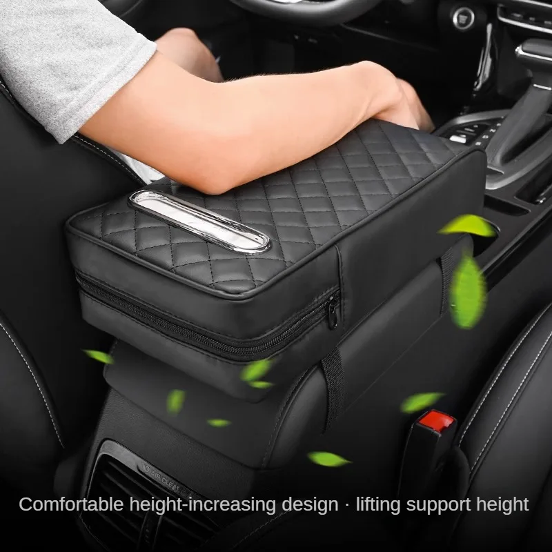 Car Armrest With Tissue Box Holder Memory Foam Height Pad Universal Auto Center Armrest Protective Cover Cushion Support