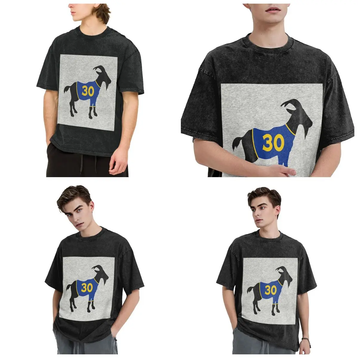 Steph Curry Goat Hip Hop Short Sleeve T-Shirts Washed Tops Tees Streetwear T Shirt Vintage for Men woman