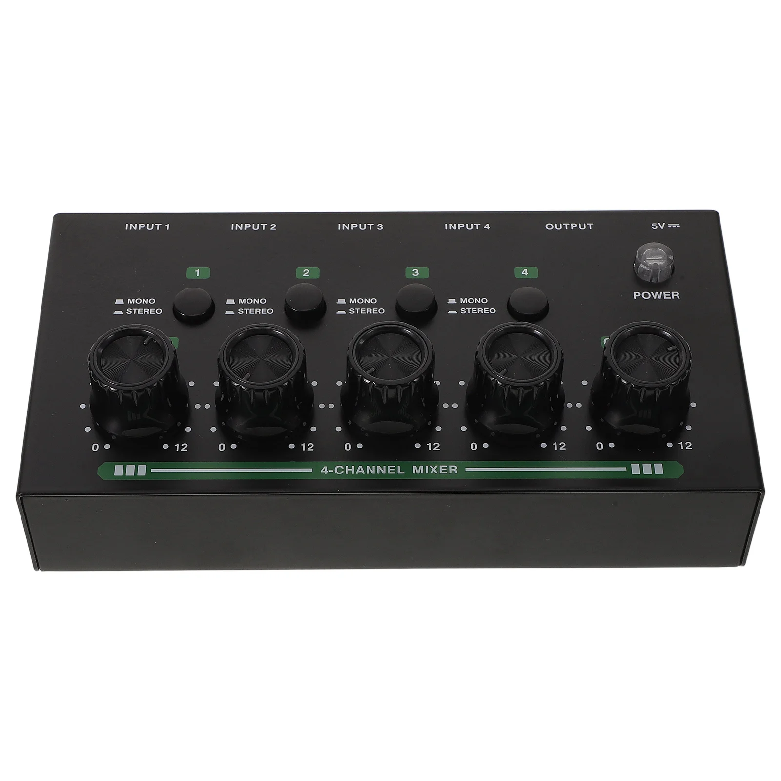 

1Set Small Mixing Board 4 Channel Mini Audio Mixer Low Noise Stereo Mixer for Keyboard Guitar Bass Line Recording Streaming