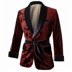 Veste de fumage en velours vintage pour hommes, robe